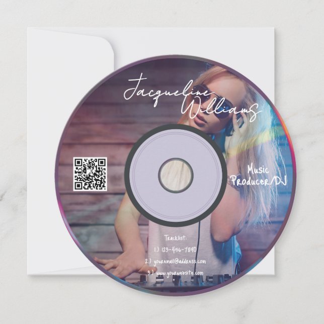 Retro Pink Music Producer CD DJ Business Card Einladung (Vorderseite)