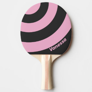 Retro Pink Nacht Drei Kreise Streifen mit Namen Tischtennis Schläger