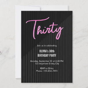 Retro Pink Neon 30. Geburtstag Einladung