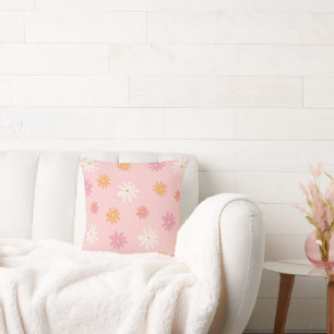 Retro Pink & Orange Daisy Muster Party Kissen