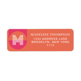 Retro Pink Orange Geometric Modern Monogram