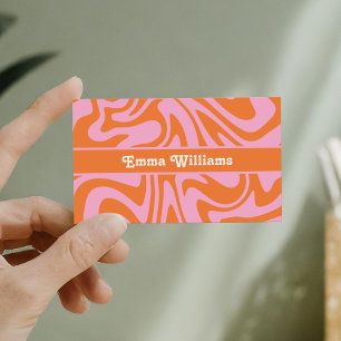 Retro Pink Orange Modern Visitenkarte