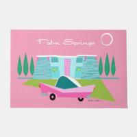 Retro Pink Palm Springs Door Mat