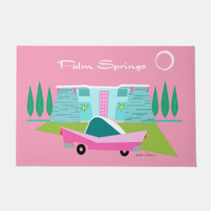 Retro Pink Palm Springs Door Mat Fußmatte