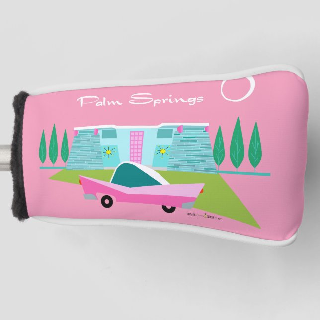 Retro Pink Palm Springs Golf Head Cover Golf Headcover (Vorderseite)