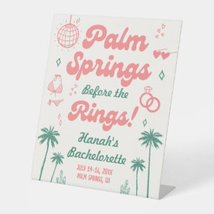 Retro Pink Palm Springs Junggeselinnen-Abschied Sockelschild