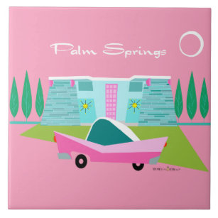 Retro Pink Palm Springs Keramik Tile Fliese