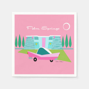 Retro Pink Palm Springs Paper Napkin Serviette