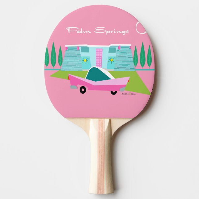 Retro Pink Palm Springs Ping Pong Paddle Tischtennis Schläger (Vorderseite)