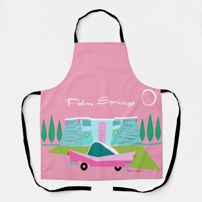 Retro Pink Palm Springs Schürze (Vorderseite)