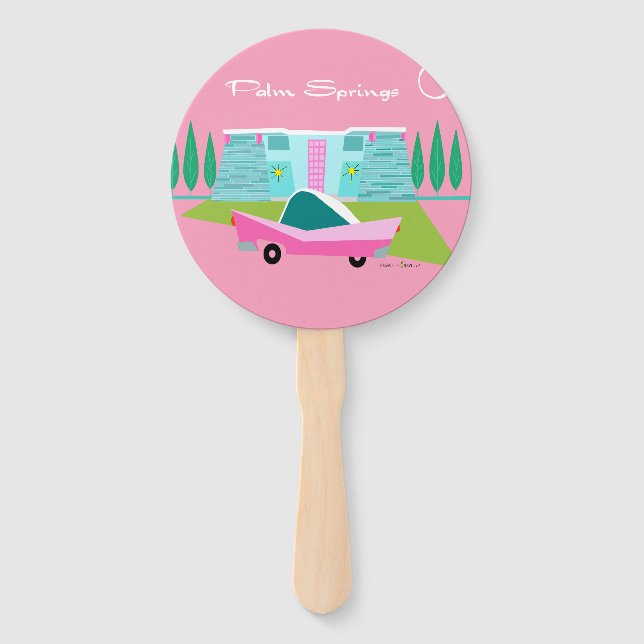 Retro Pink Palm Springs Set of Fans Fächer (Vorderseite)