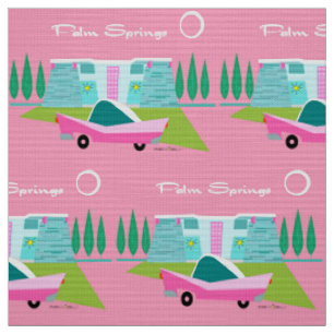 Retro Pink Palm Springs Stoff