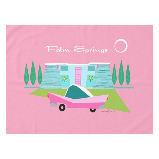 Retro Pink Palm Springs Tableclout Tischdecke (Vorderseite (Horizontal))