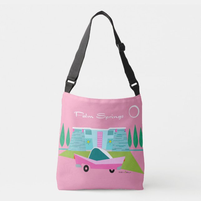 Retro Pink Palm Springs Tasche (Vorderseite)