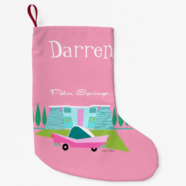 Retro Pink Palm Springs Weihnachts-Strumpf Kleiner Weihnachtsstrumpf (Vorderseite)