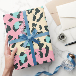 Retro Pink Pastel Leopard Spots Geschenkpapier