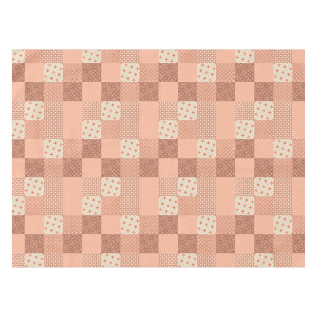 Retro Pink Patchwork Tischdecke (Vorderseite (Horizontal))