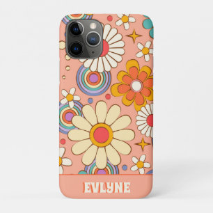 Retro Pink Peach Orange Groovy Floral Trendy Case-Mate iPhone Hülle