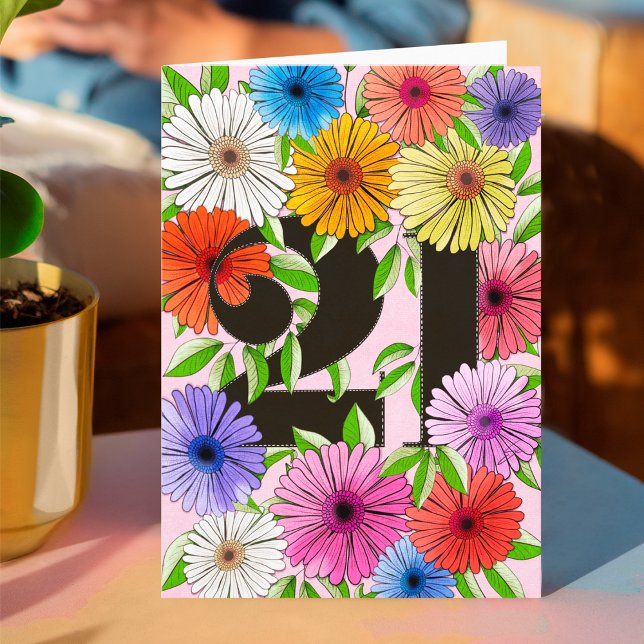 Retro Pink Personalisiert 21. Geburtstag Karte (Von Creator hochgeladen)