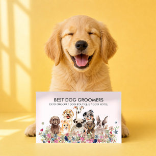Retro Pink PetSitter Hunde Blume Tierarzneimittel Visitenkarte