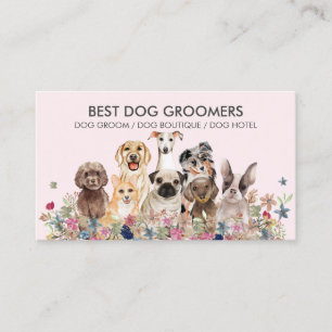 Retro Pink PetSitter Hunde Blume Tierarzneimittel Visitenkarte