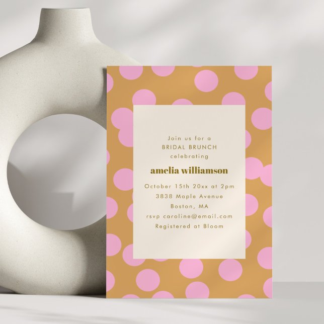 Retro Pink Polka Dot Bridal Brunch Dusche Modern Einladung (Von Creator hochgeladen)