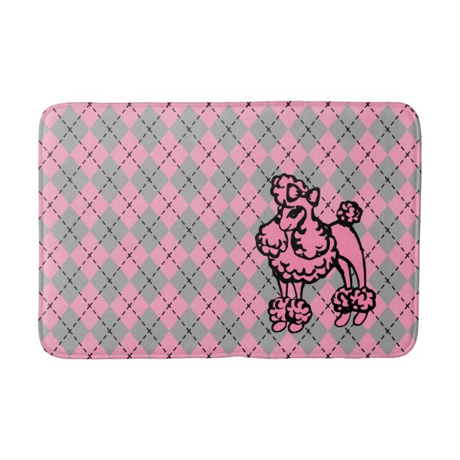 Retro Pink Poodle Bad Rug Badematte (Vorderseite)
