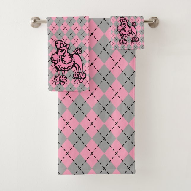 Retro Pink Poodle Badetücher Set Geschenk (Insitu)