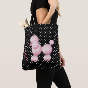 Retro Pink Poodle Custom Totbeutel Tasche