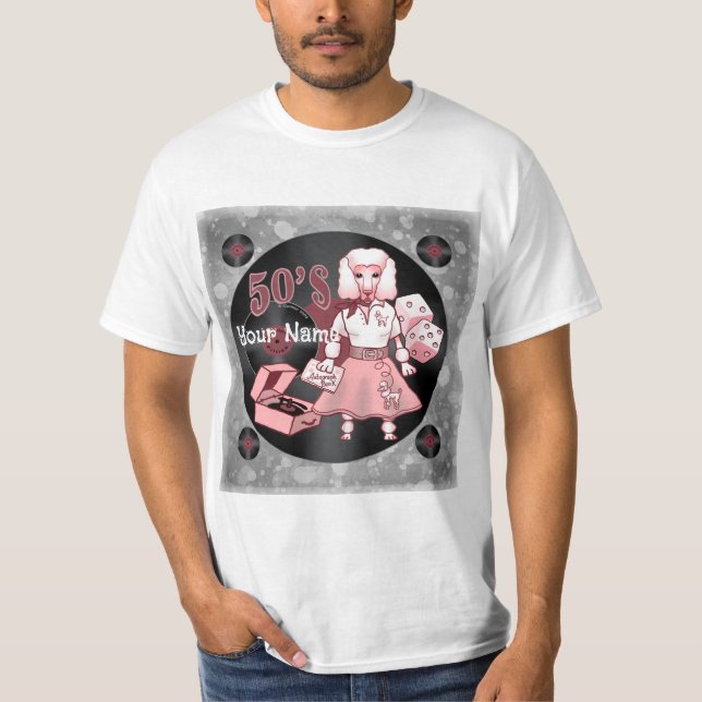Retro Pink Poodle  T-Shirt (Vorderseite)