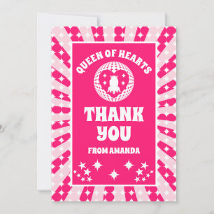 Retro Pink Queen of Hearts Birthday Danke Karte