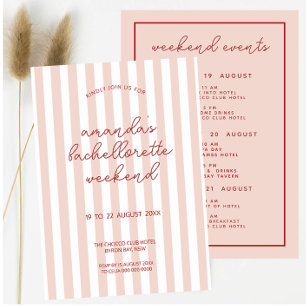 Retro Pink Red Bachelorette Wochenende Einladung