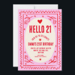 Retro Pink Red Handwriting 21St Birthday Party Einladung<br><div class="desc">Retro Pink Red Handwriting 21St Birthday Party</div>