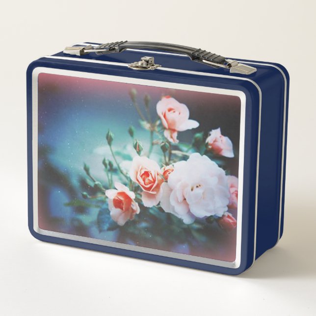 Retro Pink Rose Lunchbox (Vorderseite)