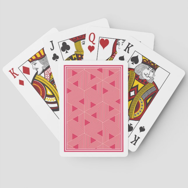 Retro Pink Sakura Japan Triangle Geometrie Muster Spielkarten (Rückseite)