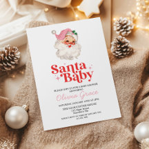 Retro Pink Santa Baby Holiday Baby Dusche