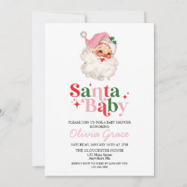 Retro Pink Santa Baby Holiday Baby Dusche Einladung