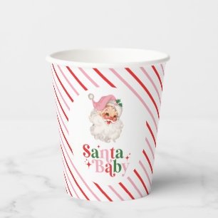 Retro Pink Santa Baby Weihnachtsdusche Pappbecher