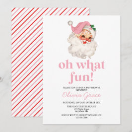 Retro Pink Santa oh was Spaß Baby Dusche Einladung