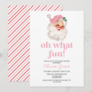 Retro Pink Santa oh was Spaß Baby Dusche Einladung