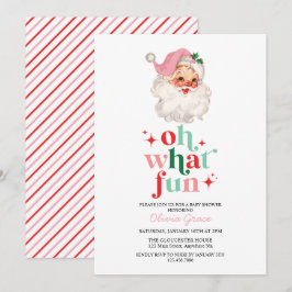 Retro Pink Santa oh was Spaß Baby Dusche Einladung