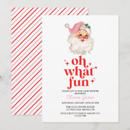 Retro Pink Santa oh was Spaß Baby Dusche Einladung