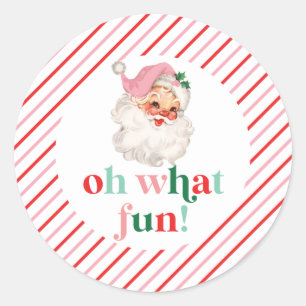 Retro Pink Santa Oh, was Spaß Runder Aufkleber