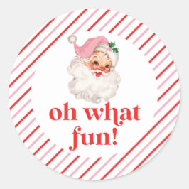 Retro Pink Santa Oh, was Spaß Runder Aufkleber