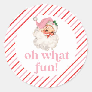 Retro Pink Santa Oh, was Spaß Runder Aufkleber