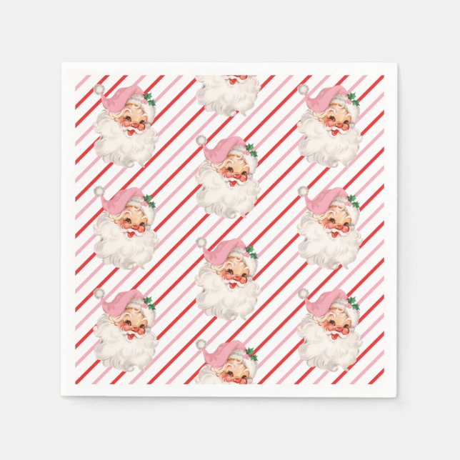 Retro Pink Santa Oh, was Spaß Serviette (Vorderseite)