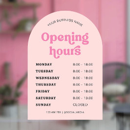 Retro Pink Schriftart Trendy Arch Business Opening Fensteraufkleber