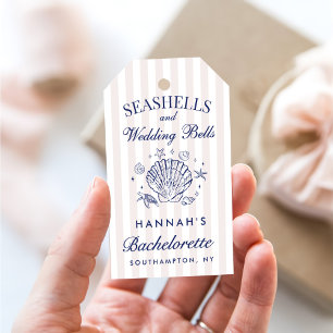 Retro Pink Seashells & Wedding Bachelorette Geschenkanhänger