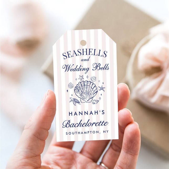Retro Pink Seashells & Wedding Bachelorette Geschenkanhänger (Von Creator hochgeladen)
