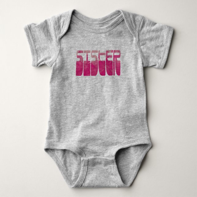 Retro Pink Sister Baby Strampler (Vorderseite)